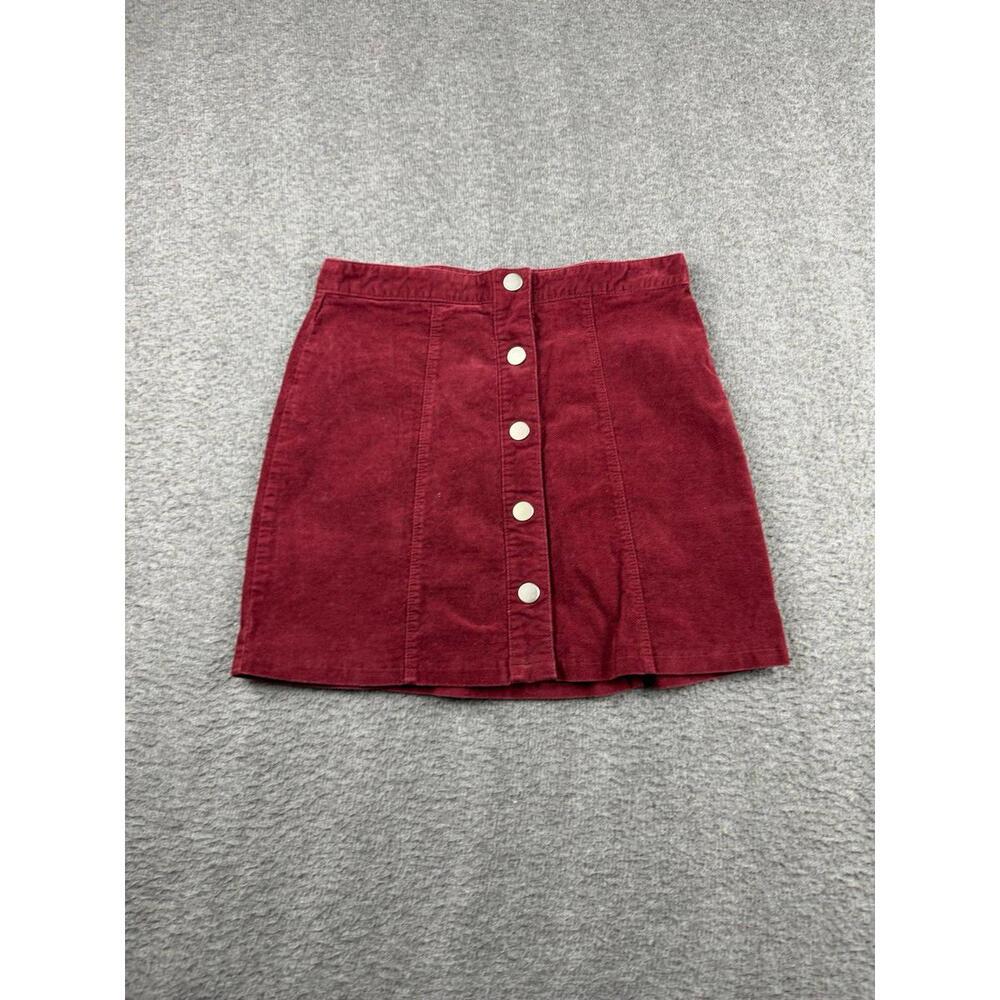 Altar'd State Burgundy Corduroy Mini Skirt‎ Women’s Small Button Up A-Line